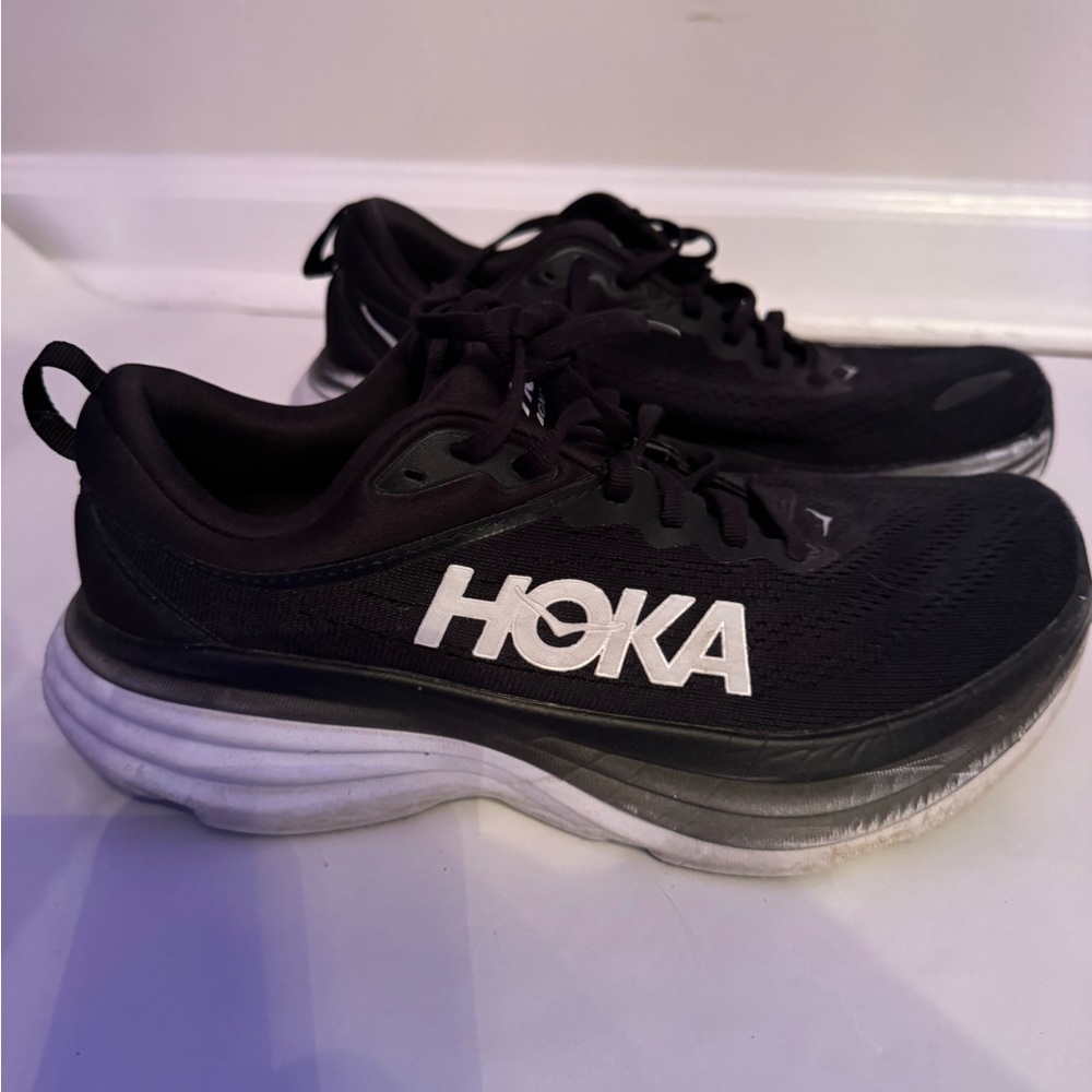 HOKA Black and White Running Shoes